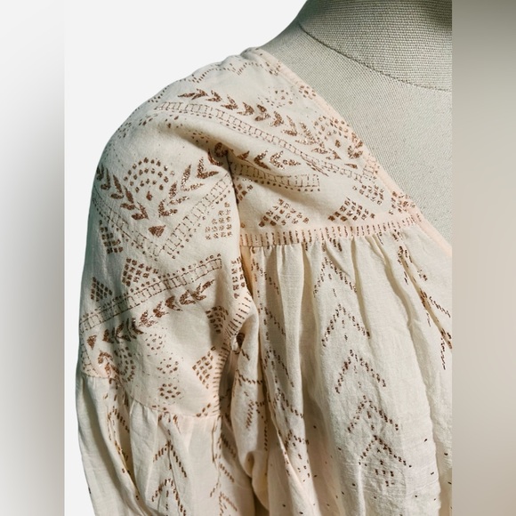 Free People Counting Star Shimmer Peasant Blouse Size Small - Picture 7 of 16